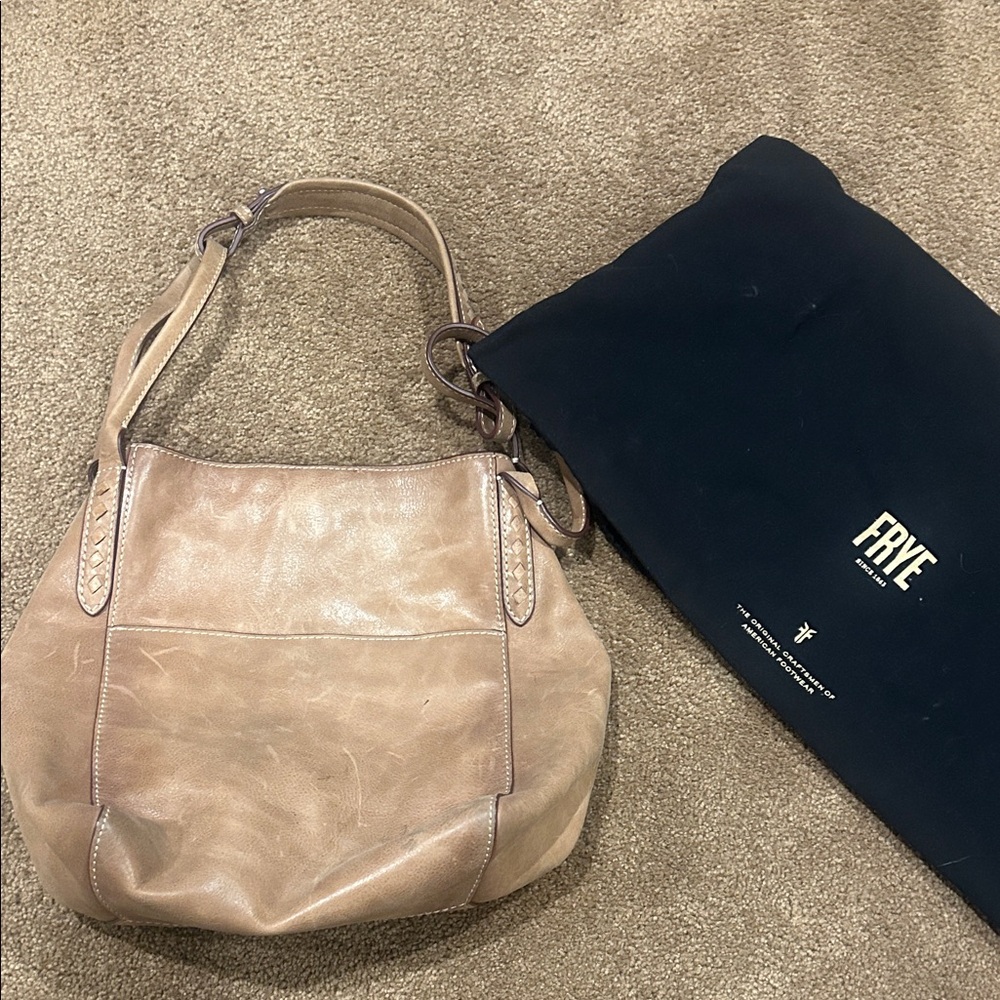 Frye Tan Leather Hobo Shoulder Bag